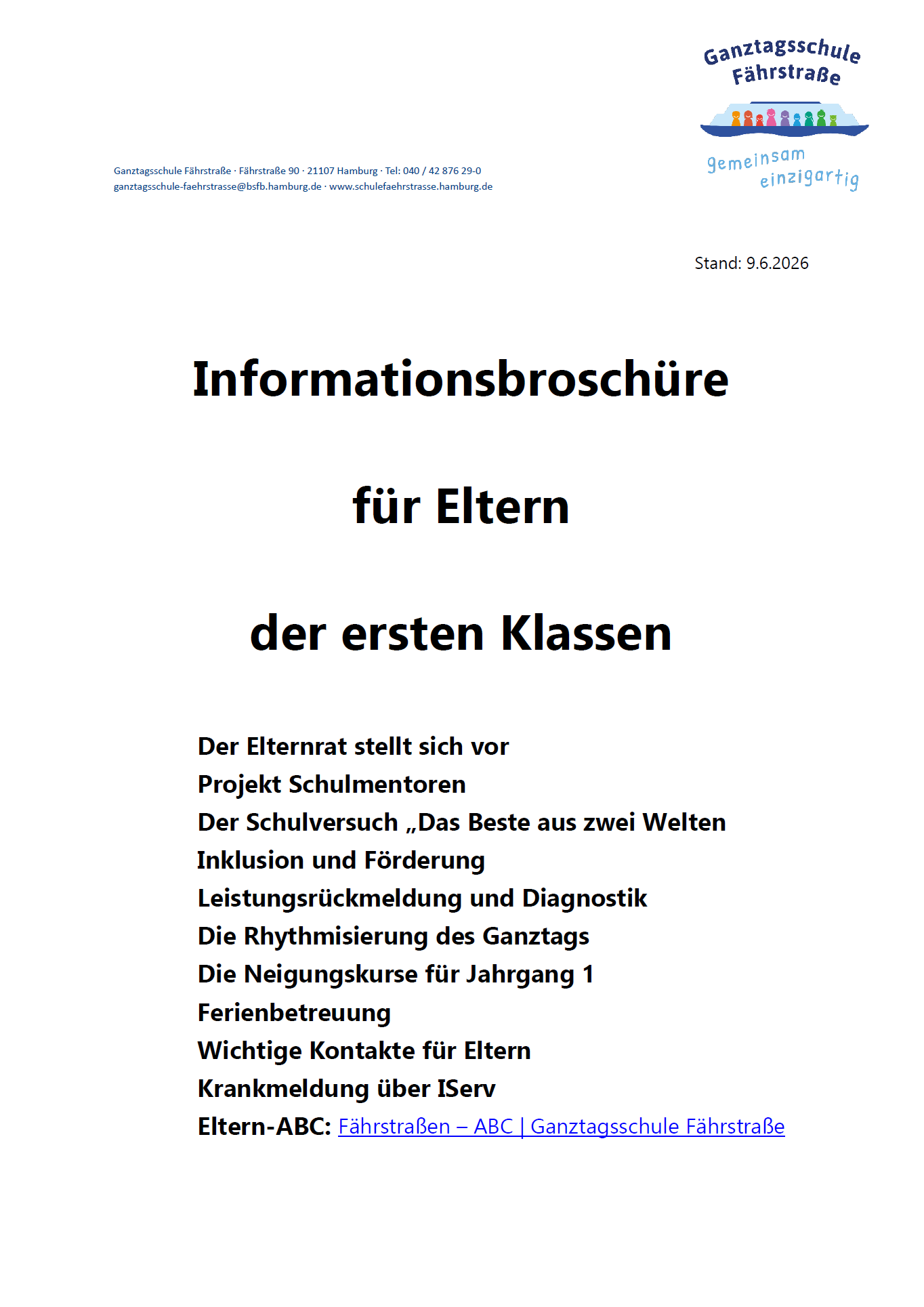 Einschulungsbroschüre
