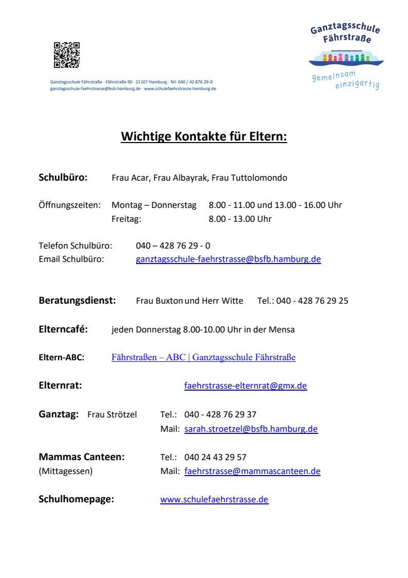 Adressen und Telefonnummern